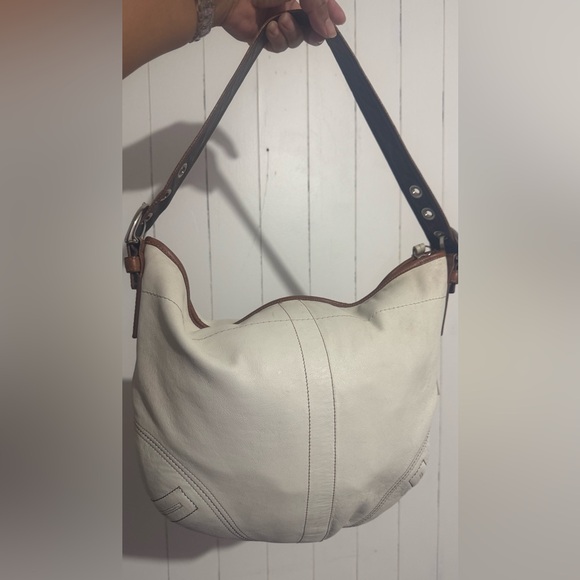 Coach White and Brown Leather Hobo Bag - Picture 1 of 11